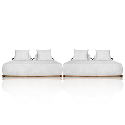 Sofá 6 Lugares Ilha 2 Módulos 200cm Viero S06 Boucle Branco - Mpozenato
