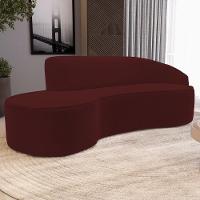 Sofá Living 3 Lugares 210cm Braço Direito Mozart D06 Veludo Vermelho - Mpozenato - 2