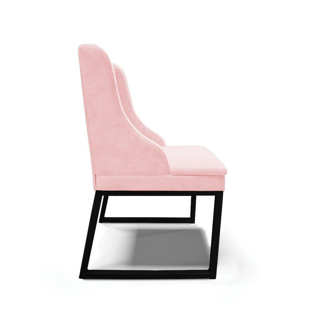 Cadeira Sala De Jantar Industrial Preto Kit 4 Liz Suede Rosa Bebê D03 - D'rossi - 2