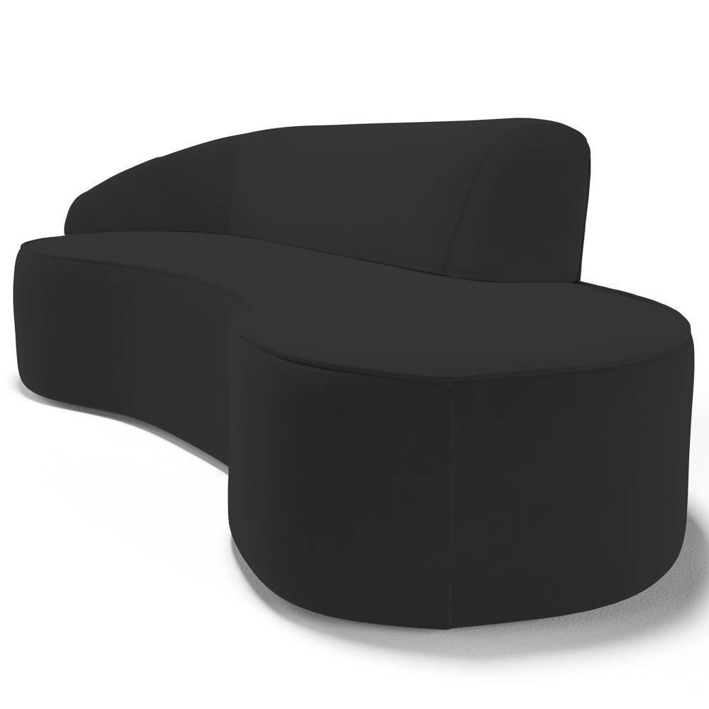 Sofá Living 3 Lugares 210cm Braço Esquerdo Mozart D06 Veludo Preto - Mpozenato - 5