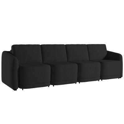 Sofá Cama Casal Para Sala 396cm Polska Z08 Veludo Preto - Mpozenato