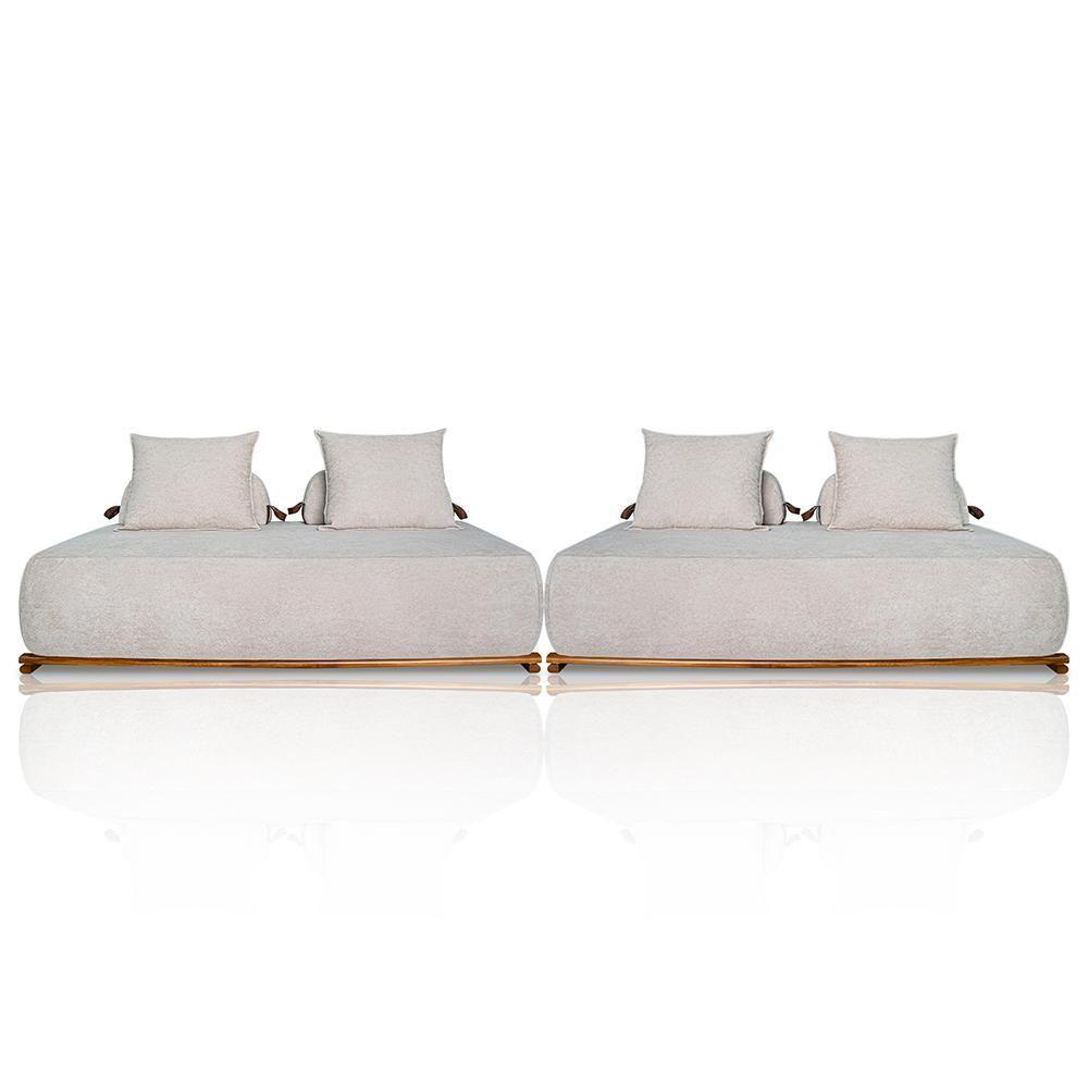 Sofá 6 Lugares Ilha 2 Módulos 220cm Viero S06 Boucle Bege - Mpozenato - 1