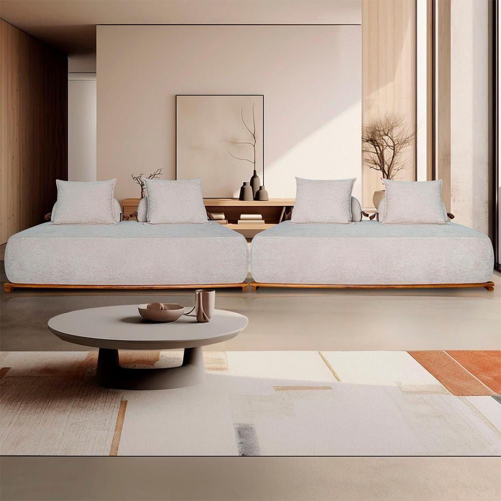 Sofá 6 Lugares Ilha 2 Módulos 220cm Viero S06 Boucle Bege - Mpozenato - 2