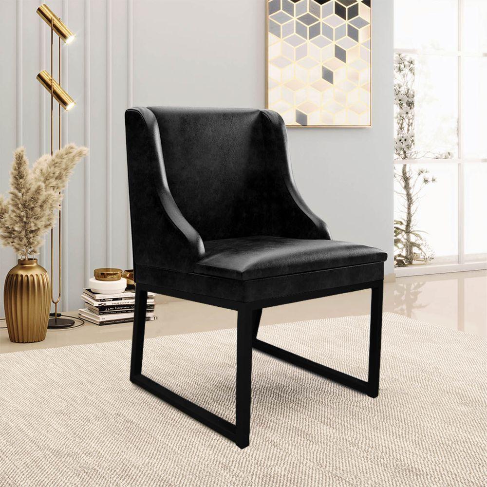 Cadeira Sala De Jantar Industrial Preto Kit 4 Liz Sint Pu Preto D03 - D'rossi - 2