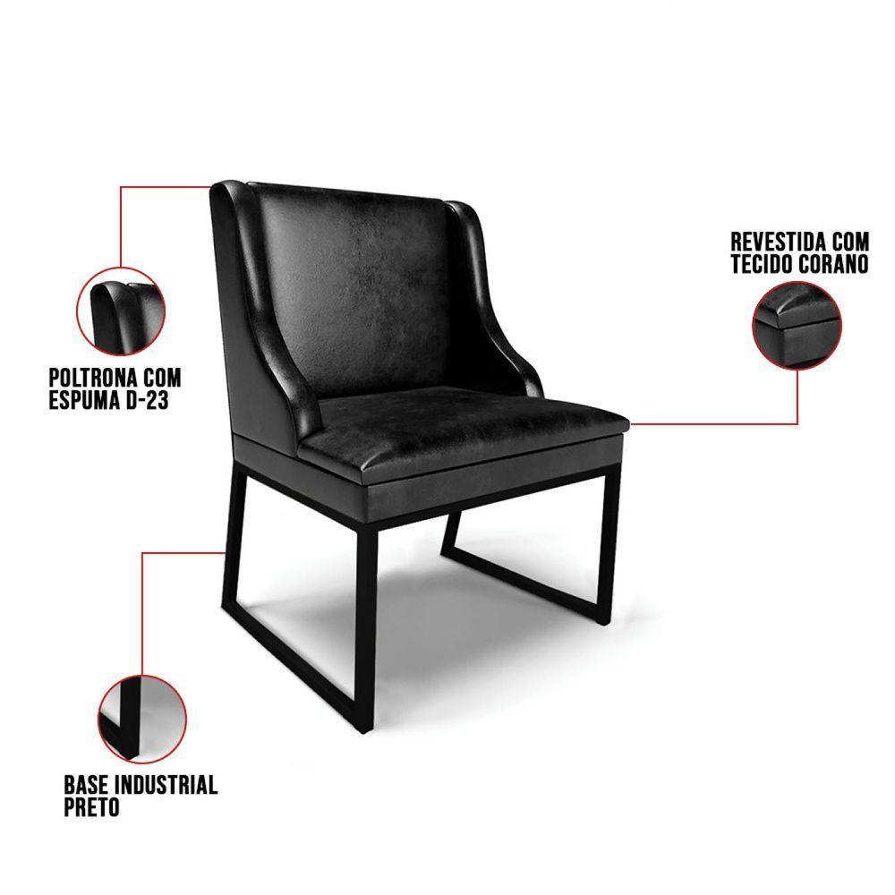 Cadeira Sala De Jantar Industrial Preto Kit 4 Liz Sint Pu Preto D03 - D'rossi - 3