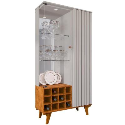 Cristaleira Porta De Vidro E Adega 91cm Lauana Off-naturalle B02 - Mpozenato