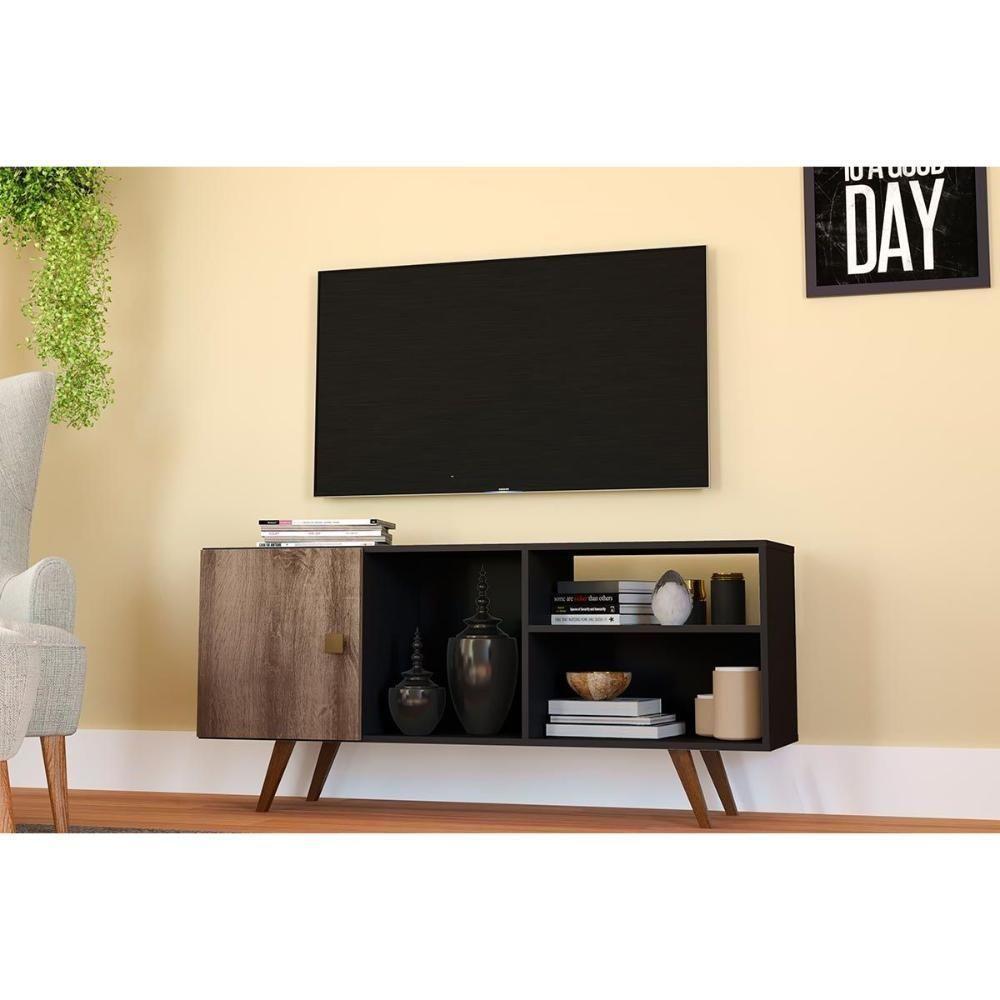 Rack para TV RT3014 até 47 Polegadas c/ 1 Porta Preto/Rustico - Movelbento - 2