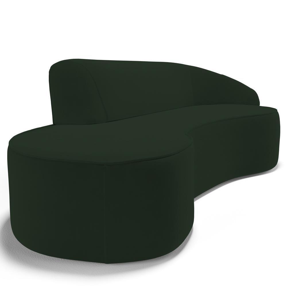 Sofá Living 4 Lugares 300cm Braço Direito Mozart D06 Veludo Verde - Mpozenato - 2