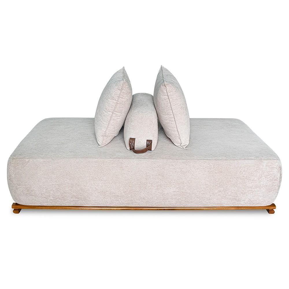 Sofá 3 Lugares 220cm Ilha Base Madeira Viero S06 Boucle Bege - Mpozenato - 5