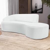 Sofá Living 2 Lugares 180cm Braço Esquerdo Mozart D06 Sintético Branco - Mpozenato - 2