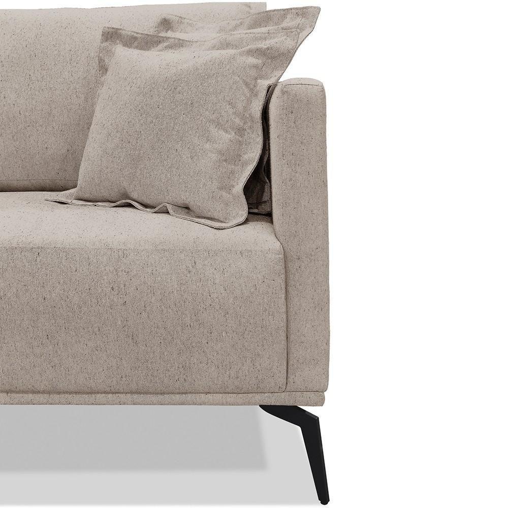 Sofá 3 Lugares 200cm Pés De Metal Vecchia S06 Linho Areia - Mpozenato - 8