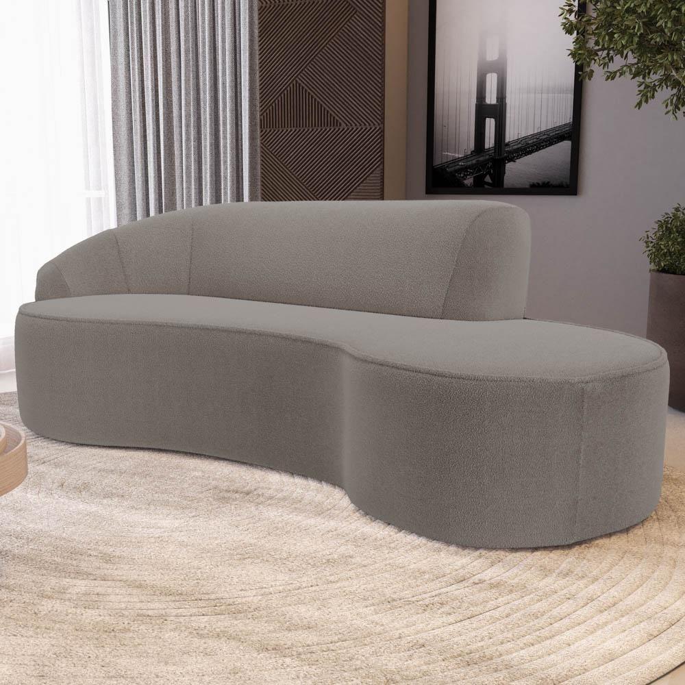 Sofá Living 4 Lugares 280cm Braço Esquerdo Mozart D06 Bouclê Bege Escuro - Mpozenato - 2