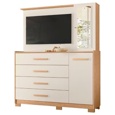 Cômoda Para Quarto Com Painel Tv 43 Pol Azaleia A02 Freijó-off - Mpozenato