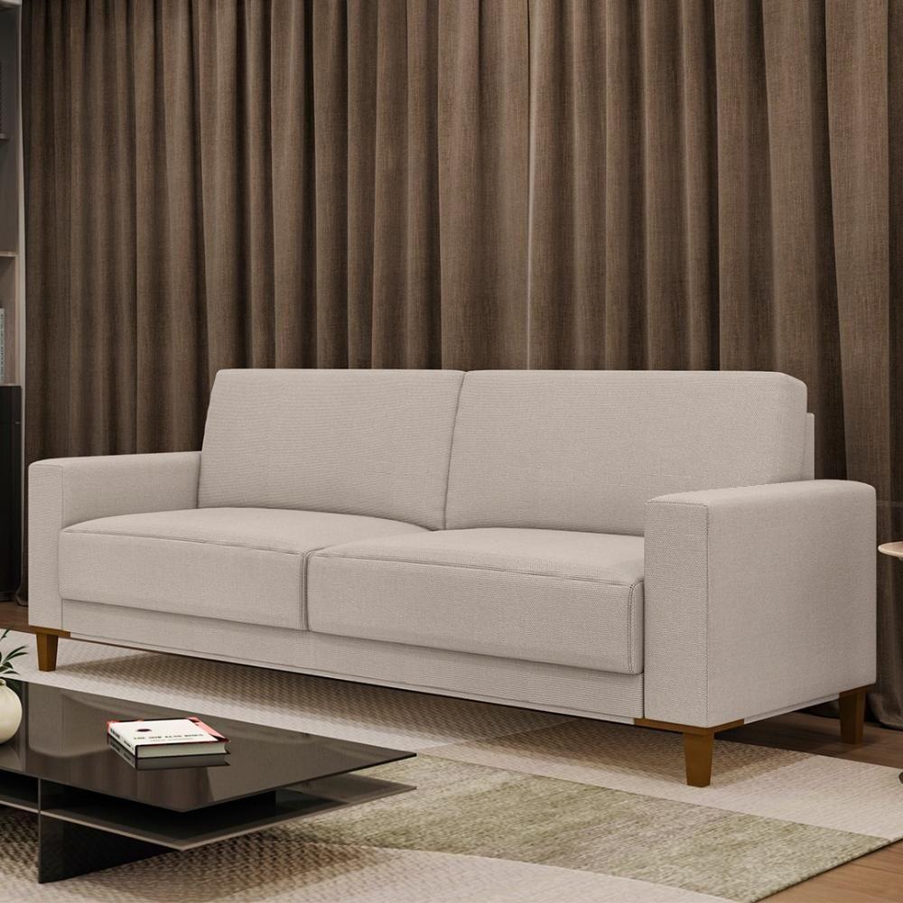 Sofá 3 Lugares Sala Estar Living 214cm Zaire M22 Linho Areia - Mpozenato - 2
