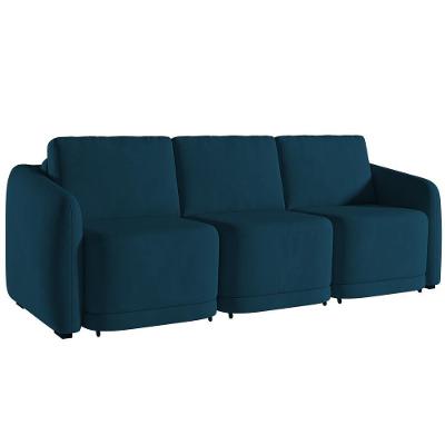Sofá Cama Casal Para Sala 336cm Polska Z08 Veludo Azul - Mpozenato
