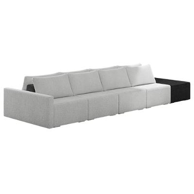Sofá Ilha Modular Living Com Puff 432cm Georgia Z08 Boucle Cinza/preto - Mpozenato