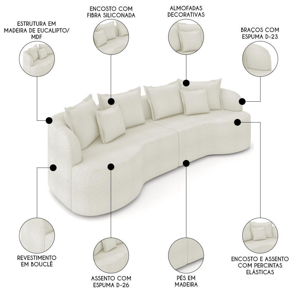 Sofá 4 Lugares 250cm Orgânico Quito Z08 Boucle Areia - Mpozenato - 3