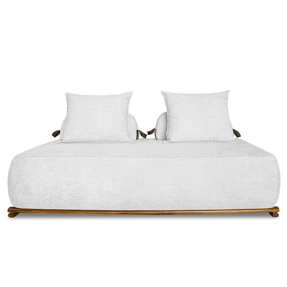 Sofá 2 Lugares 160cm Ilha Base Madeira Viero S06 Boucle Branco - Mpozenato - 1