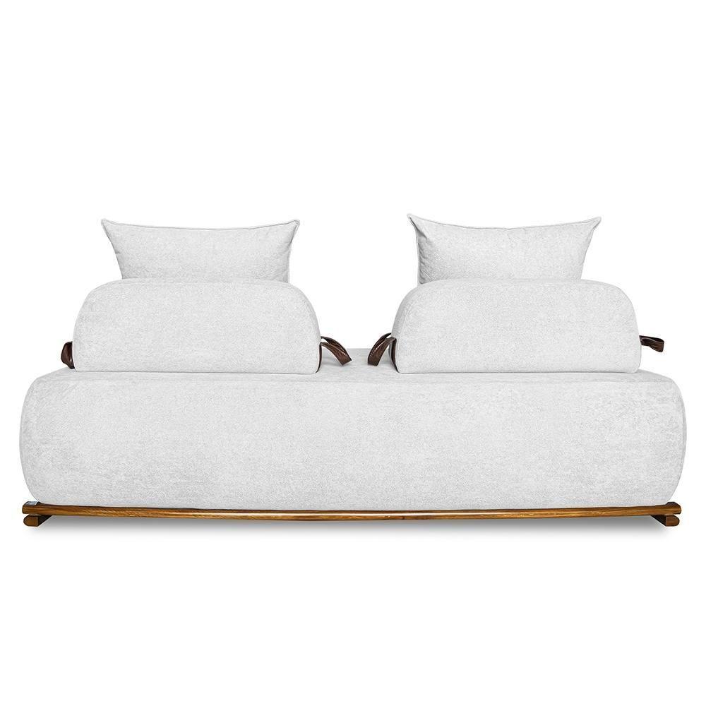 Sofá 2 Lugares 160cm Ilha Base Madeira Viero S06 Boucle Branco - Mpozenato - 8