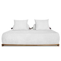 Sofá 2 Lugares 160cm Ilha Base Madeira Viero S06 Boucle Branco - Mpozenato - 1