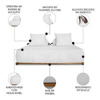 Sofá 2 Lugares 160cm Ilha Base Madeira Viero S06 Boucle Branco - Mpozenato - 3