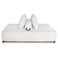 Sofá 2 Lugares 160cm Ilha Base Madeira Viero S06 Boucle Branco - Mpozenato - 5