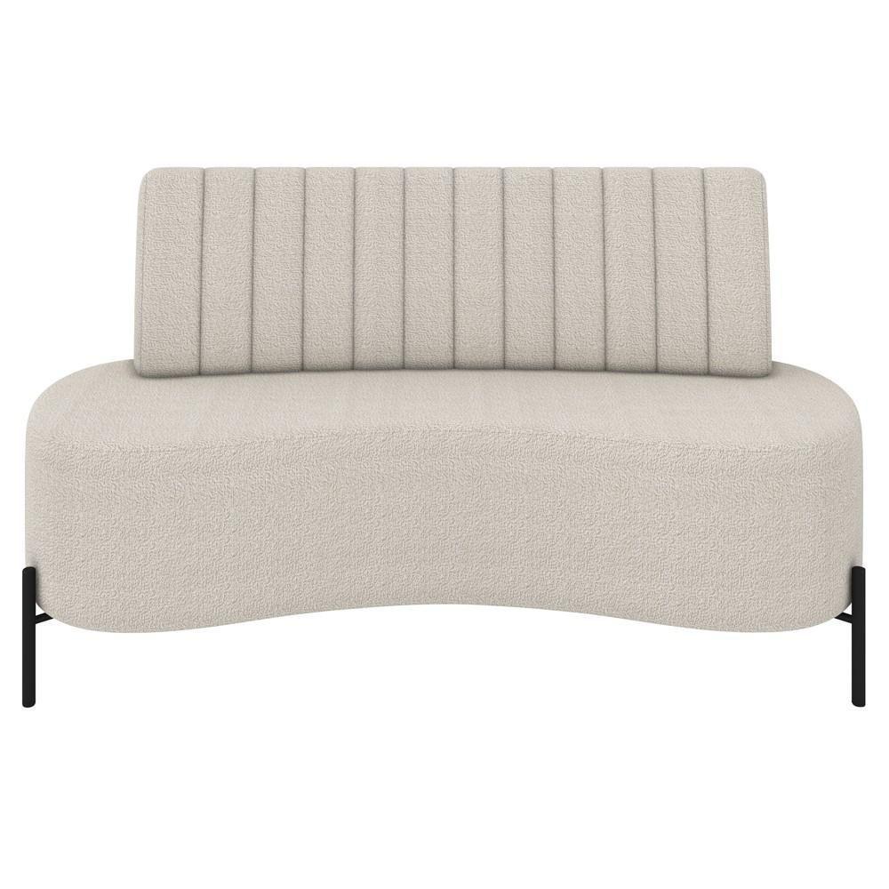 Sofá 2 Lugares 135cm Pés Aço Preto Tamar Z08 Boucle Areia - Mpozenato - 5