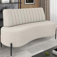 Sofá 2 Lugares 135cm Pés Aço Preto Tamar Z08 Boucle Areia - Mpozenato - 2