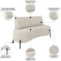 Sofá 2 Lugares 135cm Pés Aço Preto Tamar Z08 Boucle Areia - Mpozenato - 3