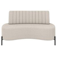 Sofá 2 Lugares 135cm Pés Aço Preto Tamar Z08 Boucle Areia - Mpozenato - 5