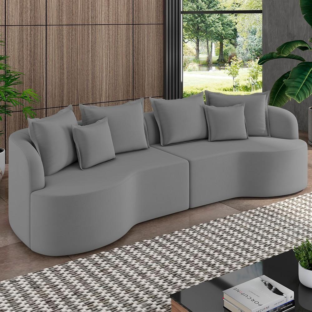 Sofá 4 Lugares 250cm Orgânico Quito Z08 Veludo Cinza - Mpozenato - 2