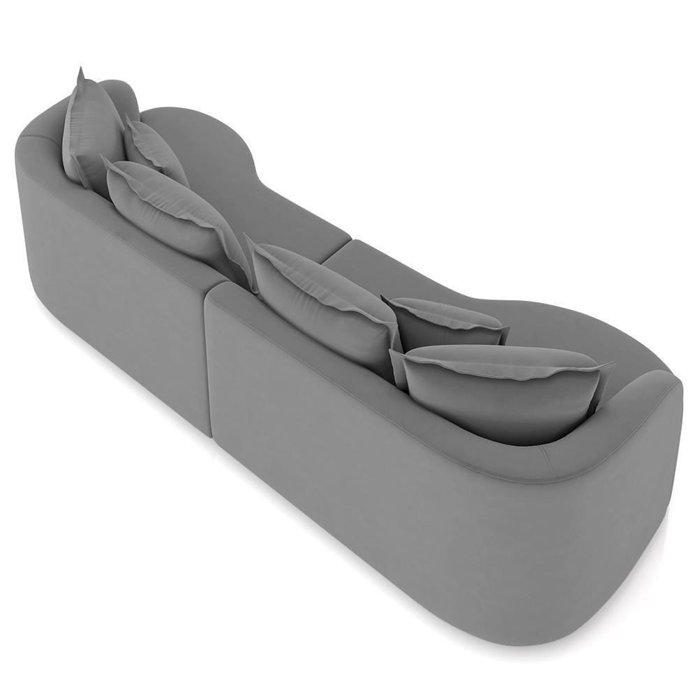 Sofá 4 Lugares 250cm Orgânico Quito Z08 Veludo Cinza - Mpozenato - 6