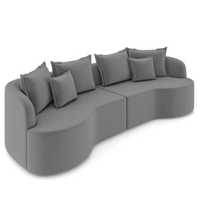 Sofá 4 Lugares 250cm Orgânico Quito Z08 Veludo Cinza - Mpozenato