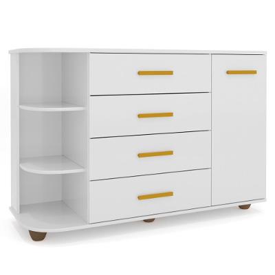 Cômoda Infantil Com Cantoneira Laura 1 Porta Z39 Branco - Mpozenato