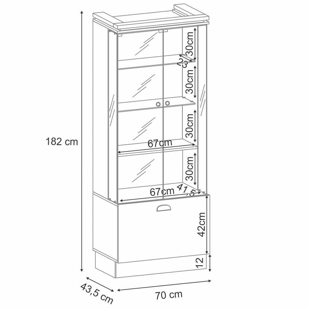 Cristaleira De Vidro Com Espelho Aura Off White-cinamomo - Hb Móveis - 4