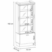 Cristaleira De Vidro Com Espelho Aura Off White-cinamomo - Hb Móveis - 4