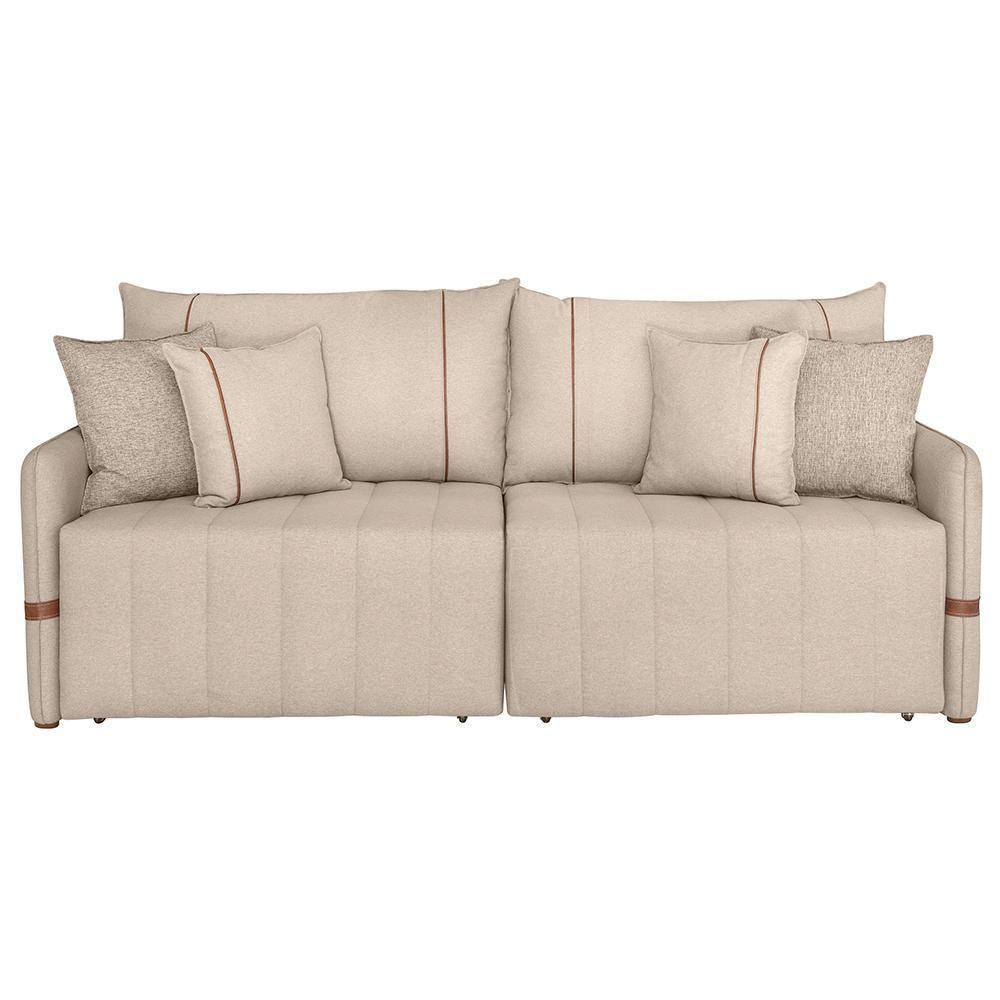 Sofá Cama Retrátil 180cm Essence D05 Linho Bege/camel - Mpozenato - 6