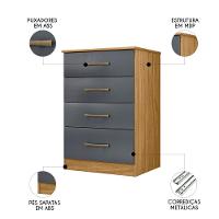 Cômoda Para Quarto 61cm Com 4 Gavetas Miriad Freijó-cinza Z17 - Mpozenato - 3