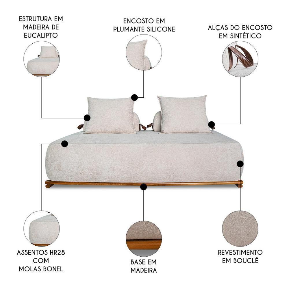 Sofá 4 Lugares Ilha 2 Módulos 180cm Viero S06 Boucle Bege - Mpozenato - 3