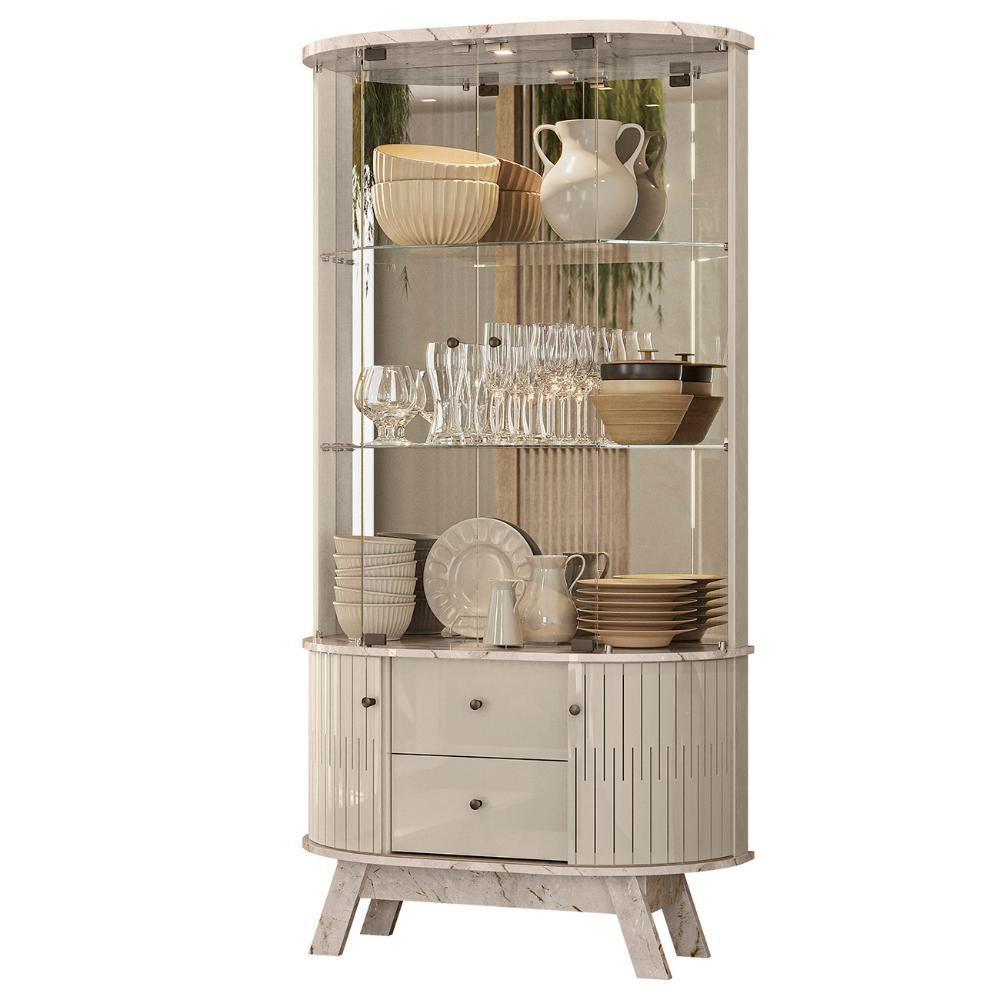 Cristaleira De Vidro Com Led Eva 90cm Z10 Off-calacata - Mpozenato - 1