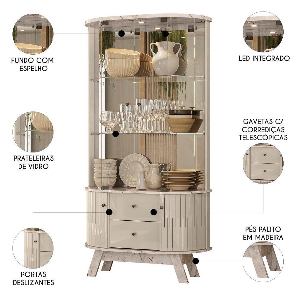 Cristaleira De Vidro Com Led Eva 90cm Z10 Off-calacata - Mpozenato - 3