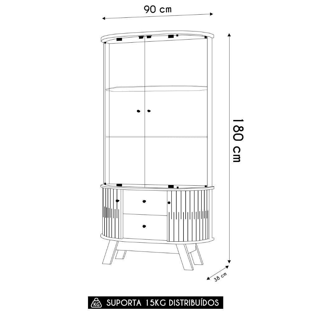 Cristaleira De Vidro Com Led Eva 90cm Z10 Off-calacata - Mpozenato - 4