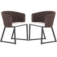 Kit 2 Cadeiras Bali Alumínio Em Tricô Náutico Trama Original Marrom - 1