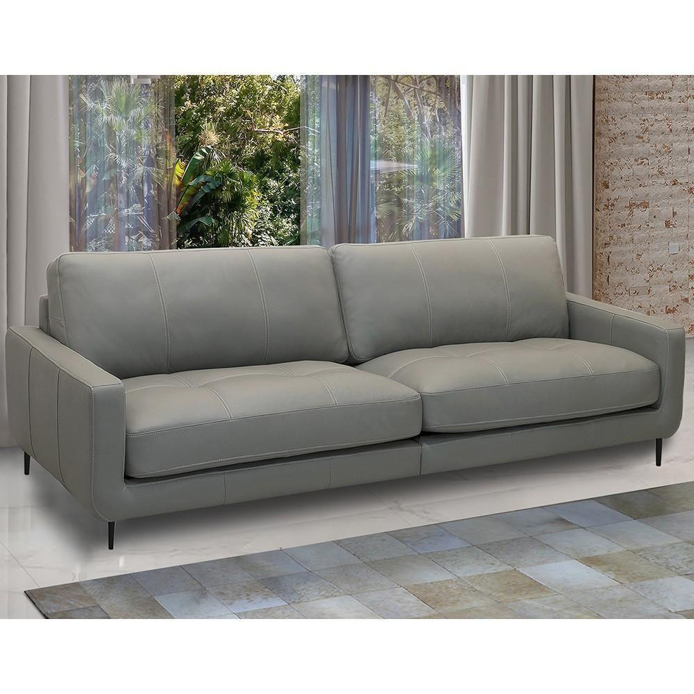 Sofá 3 Lugares Para Sala 210cm Alicie L08 Couro Cinza Claro - Mpozenato - 2