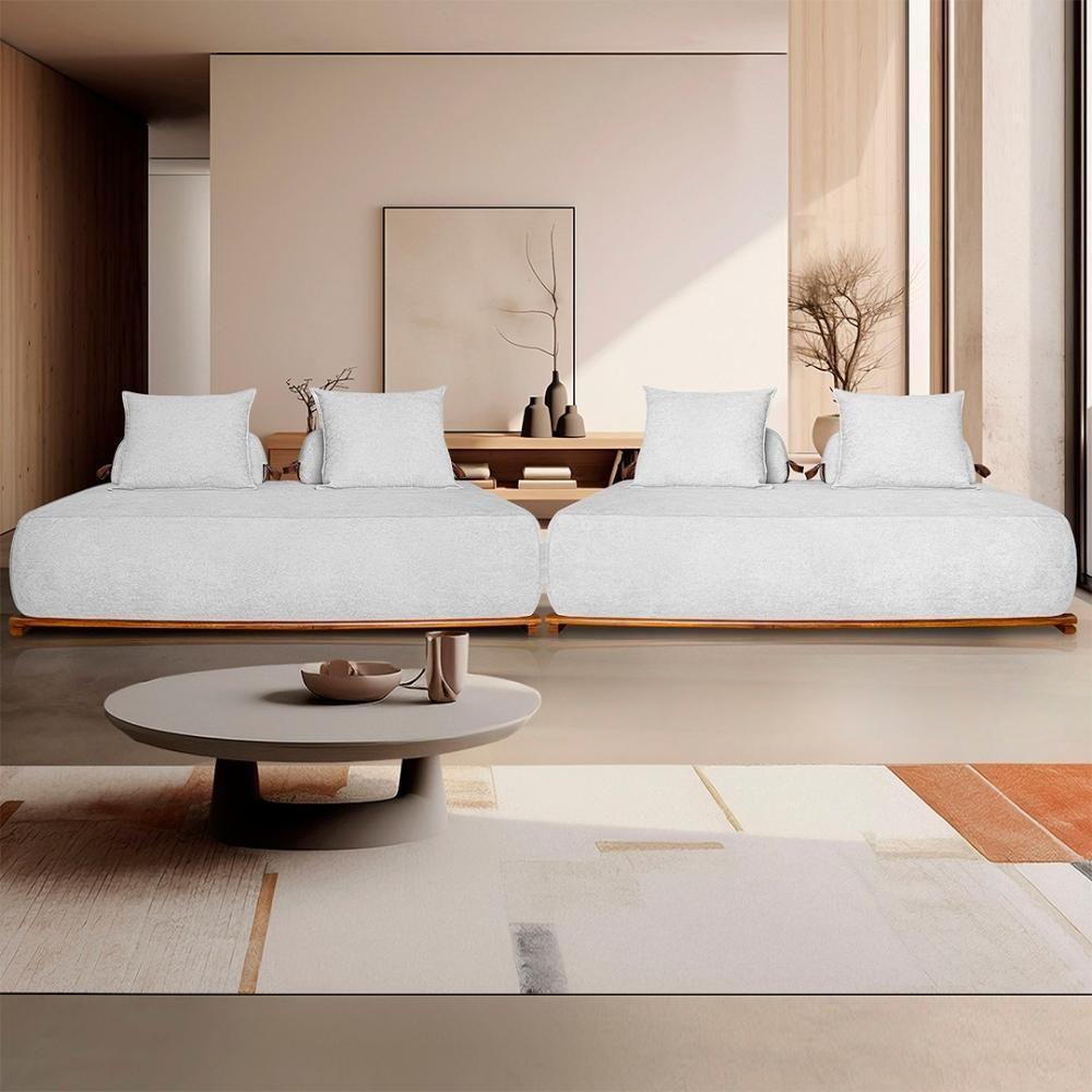 Sofá 6 Lugares Ilha 2 Módulos 220cm Viero S06 Boucle Branco - Mpozenato - 2