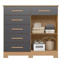 Cômoda Para Quarto 2 Portas 124cm Ester A02 Freijó-titanium - Mpozenato - 5