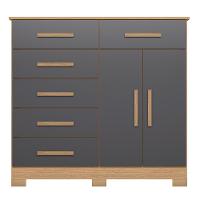 Cômoda Para Quarto 2 Portas 124cm Ester A02 Freijó-titanium - Mpozenato - 6