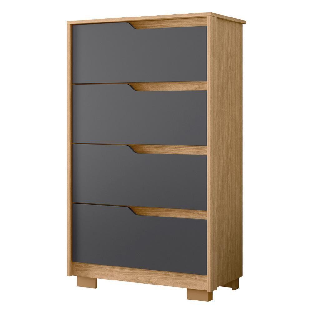 Cômoda Para Quarto 4 Gavetas 70cm Sole Flex Freijó-titanium - Albatroz - 1