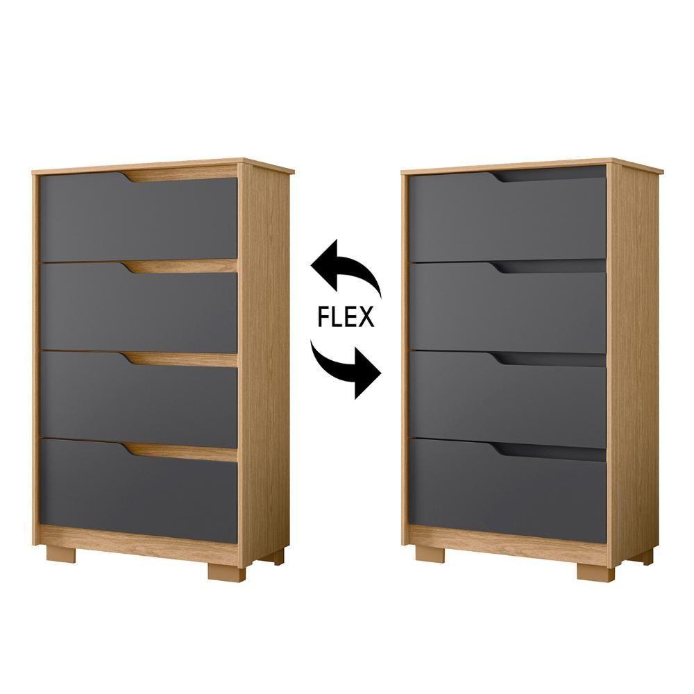Cômoda Para Quarto 4 Gavetas 70cm Sole Flex Freijó-titanium - Albatroz - 5