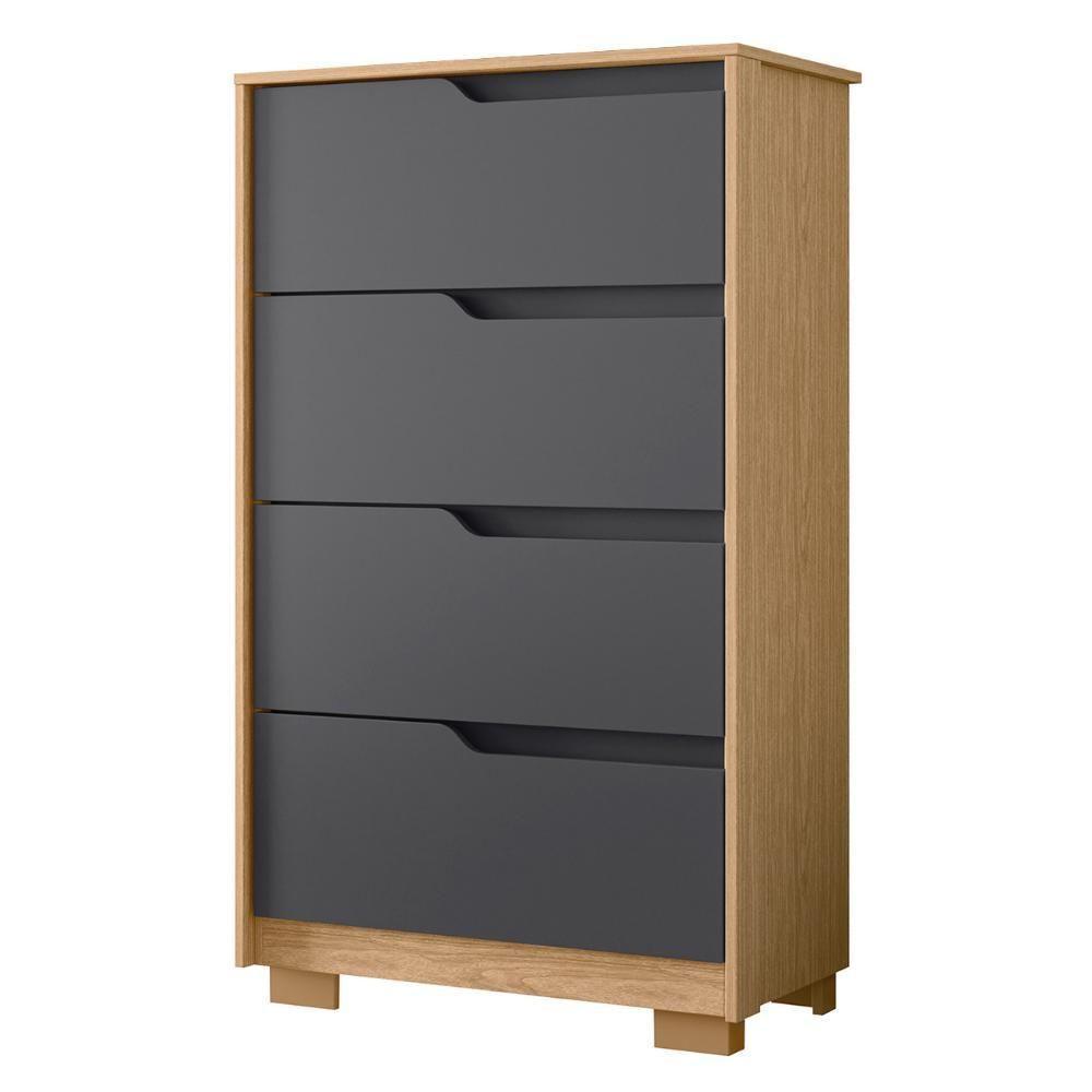 Cômoda Para Quarto 4 Gavetas 70cm Sole Flex Freijó-titanium - Albatroz - 6